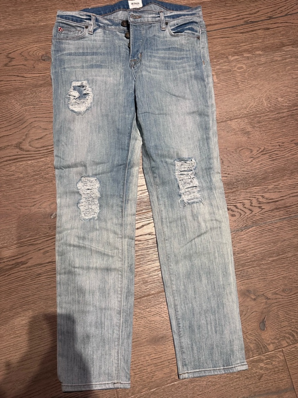 Hudson Jeans Light Blue Distressed Straight Leg